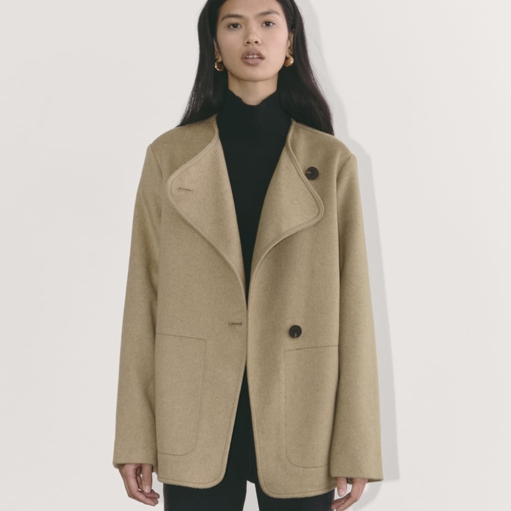 Tan Asymmetrical Wool Jacket